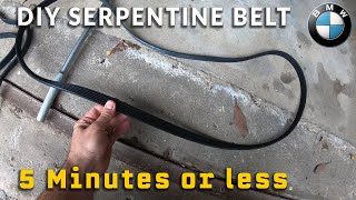 DIY How To Replace The Serpentine Belt on a 3 Series BMW in 5 minutes or less 2024 [upl. by Surat]