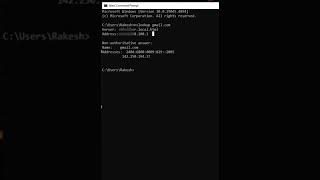 Nslookup CMD command in windows shorts [upl. by Gilbert733]