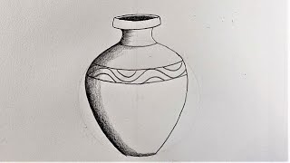 How to Draw a Clay Pot  Matir Kolos drawing Easy [upl. by Isleana]