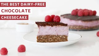 The BEST Chocolate Raspberry Cheesecake  GlutenFree and DairyFree Dessert Recipe [upl. by Sucram]