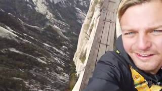 Huashan Plank Walk at Mountain side in China [upl. by Furr]