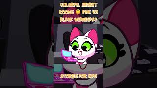 COLORFUL SECRET ROOMS 🤫 PINK VS BLACK WEDNESDAY CHALLENGE 🖤😻Fiery Family shorts forkids [upl. by Hailee]