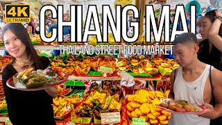 🇹🇭 4K HDR  Chiang Mai Street Food  The BEST Street Food Market in Thailand [upl. by Ahsap362]