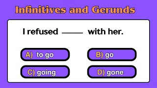 English grammar Quiz  Gerunds and Infinitives quiz quiz grammarquiz grammarquestion grammar [upl. by Tarazi605]