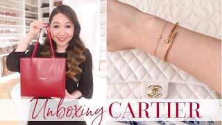 Cartier Double Unboxing  Diamants Légers  Juste Un Clou Bracelet Review [upl. by Arbrab]