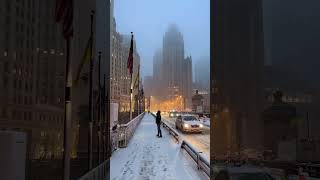 Chicago 🇺🇸❤️❄️ the dream city in snowstorm ❄️🌨️⛄️🤍 look how frozen and windy it is 🥶 [upl. by Einalem895]