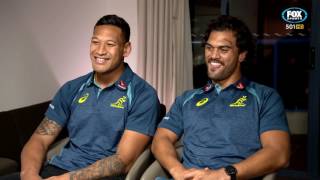 Rugby Kick and Chase  Israel Folau and Karmichael Hunt [upl. by Nadnerb]