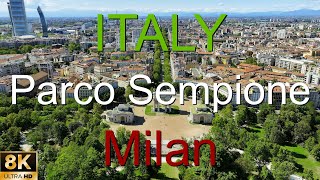 Parco Sempione Milan Lombardy Italy Summer 2023 Landscape 8K Drone cinematography AI [upl. by Laved10]