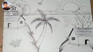 Draw a Beautiful River Landscape Scene Easy Step by Step Tutorial [upl. by Homer]