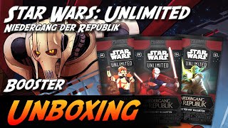 Star Wars Unlimited  quotNiedergang der Republikquot Booster  Unboxing [upl. by Macgregor]