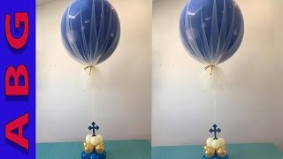 DIY 3 Jumbo Balloon Centerpiece Covered with Tulle Decoration tutorial [upl. by Aihsemaj156]