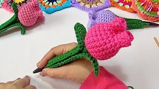 TULIPANES TEJIDOS A CROCHET FACIL CON BOLIGRAFO 🌈💖🌈💖NUEVO Modelo 2022 [upl. by Etra]