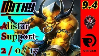 Mithy as Alistar Support  S9 Patch 94  EUW Grandmaster  Full Gameplay [upl. by Eedrahc]