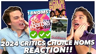 2024 Critics Choice Nominations REACTION Barbie breaks record [upl. by Akkire622]