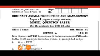 TsDMamp LT 1st year Paper 1 Ruminant Animal production amp Management [upl. by Mariandi]