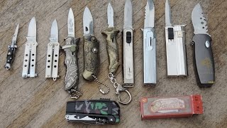 Mini Switchblade  Lighter  Balisong  Keychain Knife Collection [upl. by Omlesna]