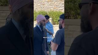 Jagmeet Singh confronts protesters outside parliament [upl. by Nemsaj]