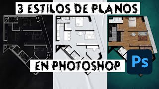 3 Estilos de Planos Arquitectónicos en Photoshop  Guía Paso a Paso [upl. by Imuyam]