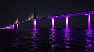 Sunshine Skyway Bridge Lightshow  St Petersburg Florida 52024 [upl. by Nylaj]