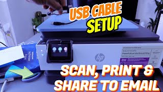 How To Do Setup HP Officejet Pro Printer with USB Cable To Computer Scan Print Share to Email [upl. by Alain]