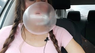 ASMR Driving amp Chewing Gum Blowing Bubbles no talking [upl. by Isiad188]