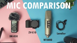 Sony ZVE10 VS Tascam DR05X VS Lavalier VS Rode NT2000  YouTube Mic Comparison [upl. by Annohsal]