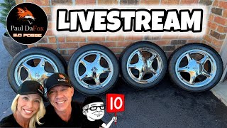 LIVESTREAM 📺 17quot Chrome Pony Wheels w MT Drag Radials 🏁 foxbody mustang car parts [upl. by Gweneth]