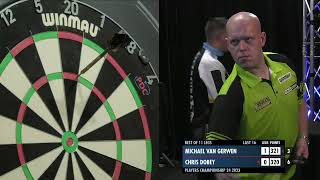 NINEDARTER Michael van Gerwen v Chris Dobey 2023 Players Championship 24 [upl. by Patrizius]