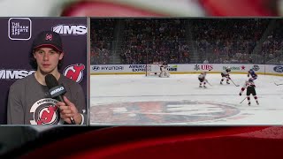 Hischier Noesen Jack and Keefe after a 43 Devils OT win at NYI [upl. by Dash308]