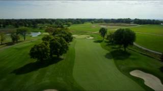 Hole 1 Flyover  Hazeltine National Golf Club [upl. by Aelsel774]