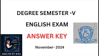 Degree Semester V new syllabus English Question Paper Key November 2024 Osmania University [upl. by Eiramllij]