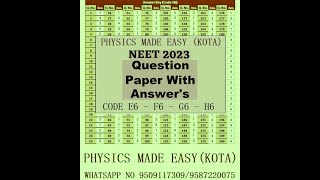 ESSENTIAL TO READ NEET 2023 CODE SET E6 SET F6 SET G6 SET H6 ORIGINAL PAPER WITH ANSWER KEY  3 [upl. by Llehsor]