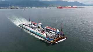 Drone Filma a travessia da balsa de São Sebastião para Ilhabela 03012022 [upl. by Frear609]