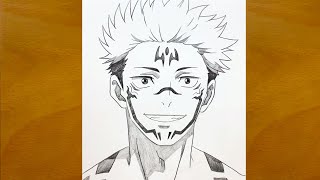 Anime sketch  How to Draw Sukuna from Jujutsu Kaisen  Sukuna drawing step by step  Draw Anime [upl. by Jon]