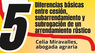 5 Diferencias básicas entre cesión subarrendamiento y subrogación de un arrendamiento rústico [upl. by Bina]