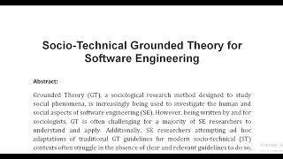 Socio Technical Grounded Theory for Software Engineering [upl. by Willms]