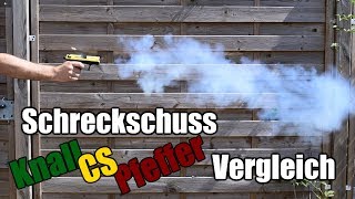 Experiment Schreckschuss 9mm PAK Vergleichstest inkl CS [upl. by Hebel54]