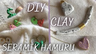 DIY CLAY  Seramik Hamurundan Küpe Kolye ve Yüzük Yapıyoruz [upl. by Aynotel145]