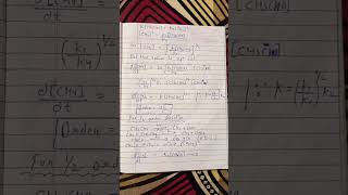 Decomposition of acetaldehyde as 32 or 12 order reactionmscnotes handwrittennotes viralshort [upl. by Proudfoot]