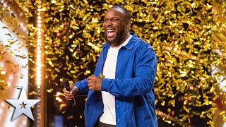 Comedian Axel Blake gets the GOLDEN BUZZER in STYLE  Auditions  BGT 2022 [upl. by Zolly]