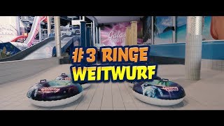 Challenge3 – Reifen Weitwurf  Therme Erding  Galaxy Erding [upl. by Einallem70]