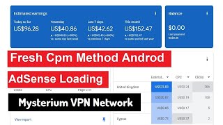 Cpm New Method Mysterium VPN Network AdSense Loading Methood Mobile [upl. by Enetsuj436]