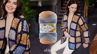 Alize Burcum Batik  Zincir İși ile Dokuma Motifli Hırka [upl. by Anerahs952]