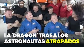 La Dragon de Space X trae de vuelta a los astronautas atrapados [upl. by Lyrred]