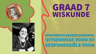 Graad 7 Wiskunde  EKSPONENTE Basiese Begrippe Uitgebreide Notasie en Eksponentvorm [upl. by Adnolor50]