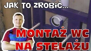 Montaż stelaża podtynkowego WC z miską podwieszaną i zabudowa z karton gipsu [upl. by Duma]