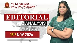 Editorial Analysis November 13 2024 Shankar IAS Academy UPSC current Affairs  Mains [upl. by Shaner]