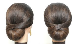 Elegant Bridal Updo Wedding Hairstyle For Long Hair Low Bun [upl. by Calandria384]