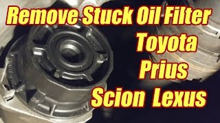 How To Remove Stuck Oil Filter Toyota Prius Corolla Lexus Oil Change [upl. by Artenehs642]