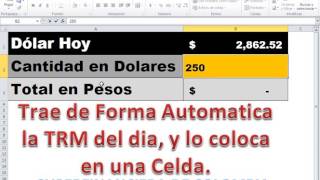 Plantilla Gratis Dolar Hoy con Excel TRM Colombia [upl. by Proffitt]